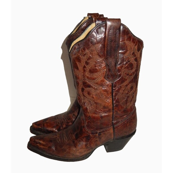 Corral Vegas Marble Western Cowboy Boots Women's 7.5 M Leather Brown Snip Toe - Picture 3 of 8